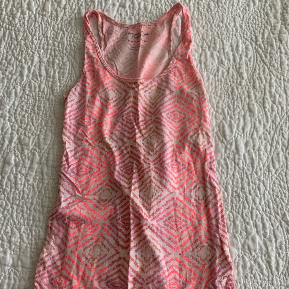 American Eagle Pink/White Tank Top